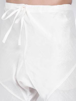 Men White Solid Cotton Straight Kurta with Pyjama 6