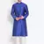 Men's Art Silk Solid Ink Blue Colour Straight Kurta With Payjama