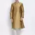 Men Mehendi & Cream Solid Straight Kurta with Pyjama