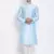 Men Sky Blue & Off White Solid Straight Kurta with Pyjama