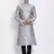 Men Silver & Black Solid Straight Kurta with Pyjama