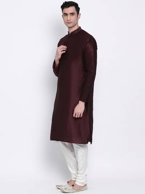 Men red & Off White Solid Straight Kurta with Pyjama 2