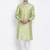 Men Light Green & Off White Solid Straight Kurta with Pyjama