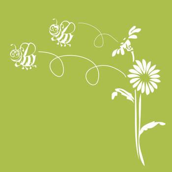 bee and flowers - wall art 2