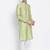 Men Light Green & Off White Solid Straight Kurta with Pyjama