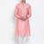 Men Pink & Off White Woven Design Straight Kurta with Pyjama