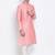 Men Pink & Off White Woven Design Straight Kurta with Pyjama