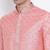 Men Pink & Off White Woven Design Straight Kurta with Pyjama