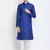 Men Ink Blue & Off White Solid Straight Kurta with Pyjama