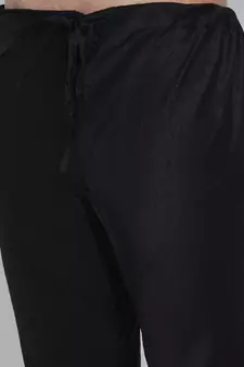 Men Black Woven Design Straight Kurta with Pyjama