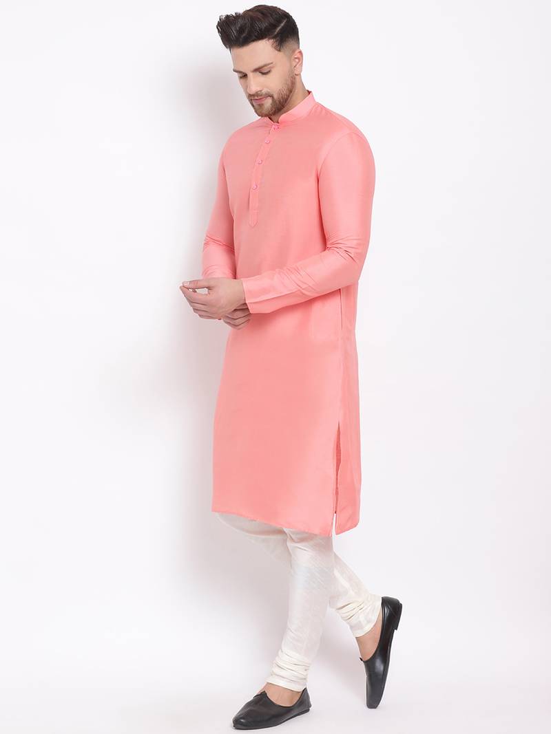 Men's Cotton Silk Solid multicolor Colour Straight Kurta With Payjama