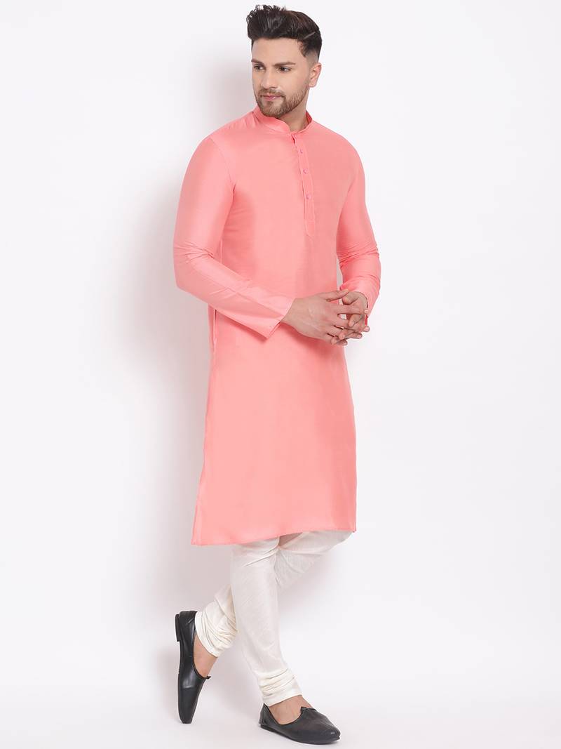 Men's Cotton Silk Solid multicolor Colour Straight Kurta With Payjama