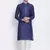 Men Deep Blue & White Woven Design Straight Kurta with Pyjama
