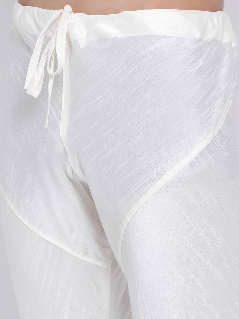 Men Deep Blue & White Woven Design Straight Kurta with Pyjama