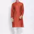 Men Rust & White Woven Design Straight Kurta with Pyjama