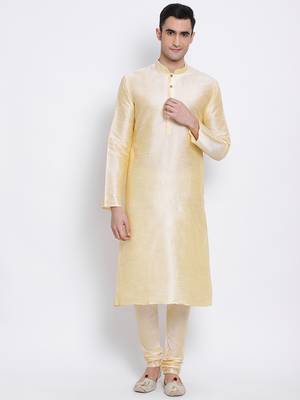 Men's Beige plain Kurta with Blue Nehru Jacket and Beige Pyjama Set 6