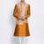Men's Orange plain Kurta with Orange Nehru Jacket and Off White Pyjama Set