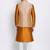 Men's Orange plain Kurta with Orange Nehru Jacket and Off White Pyjama Set