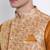 Men's Orange plain Kurta with Orange Nehru Jacket and Off White Pyjama Set