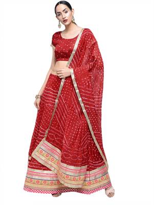 Art Silk Stitched Lehanga With Embellished Lace And Unstitched Blouse 1