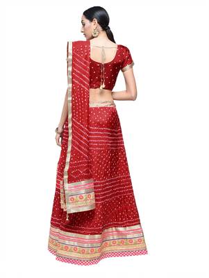 Art Silk Stitched Lehanga With Embellished Lace And Unstitched Blouse 2
