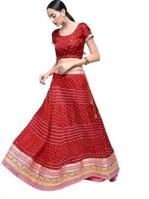 Art Silk Stitched Lehanga With Embellished Lace And Unstitched Blouse 4