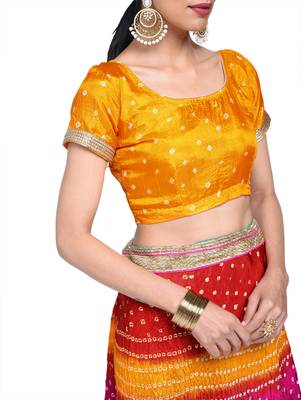 Art Silk Stitched Lehanga With Embellished Lace And Unstitched Blouse 2