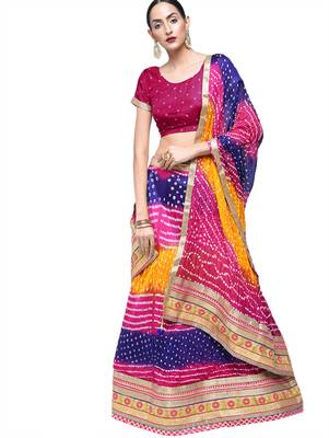 Art Silk Stitched Lehanga With Embellished Lace And Unstitched Blouse 1