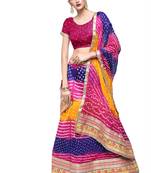 Art Silk Stitched Lehanga With Embellished Lace And Unstitched Blouse