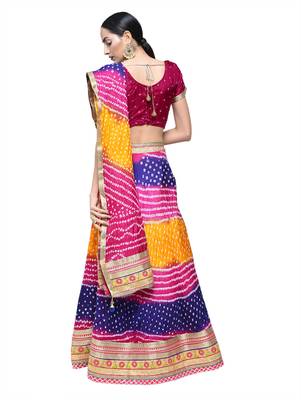 Art Silk Stitched Lehanga With Embellished Lace And Unstitched Blouse 2