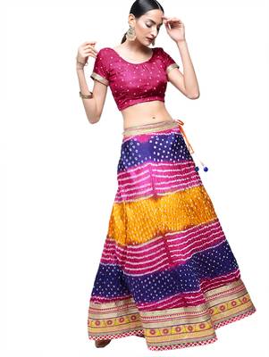 Art Silk Stitched Lehanga With Embellished Lace And Unstitched Blouse 3