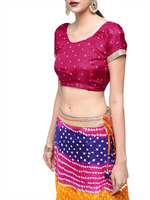 Art Silk Stitched Lehanga With Embellished Lace And Unstitched Blouse 4