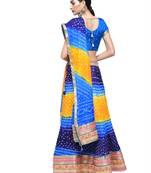 Art Silk Stitched Lehanga With Embellished Lace And Unstitched Blouse