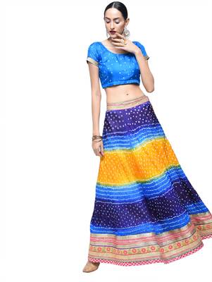 Art Silk Stitched Lehanga With Embellished Lace And Unstitched Blouse 2
