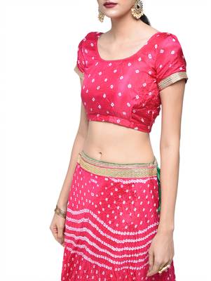 Art Silk Stitched Lehanga With Embellished Lace And Unstitched Blouse 4