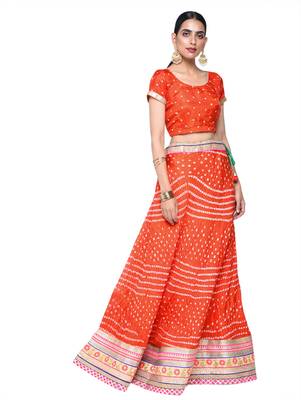 Art Silk Stitched Lehanga With Embellished Lace And Unstitched Blouse 3