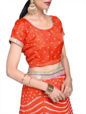 Art Silk Stitched Lehanga With Embellished Lace And Unstitched Blouse 4