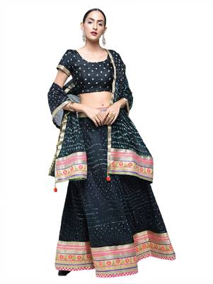 Art Silk Stitched Lehanga With Embellished Lace And Unstitched Blouse 1