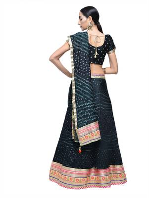 Art Silk Stitched Lehanga With Embellished Lace And Unstitched Blouse 2