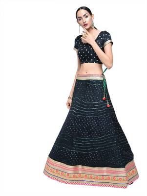 Art Silk Stitched Lehanga With Embellished Lace And Unstitched Blouse 3