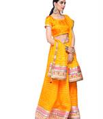 Art Silk Stitched Lehanga With Embellished Lace And Unstitched Blouse