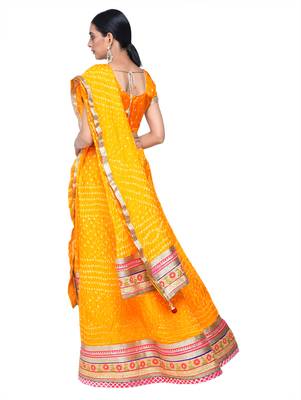 Art Silk Stitched Lehanga With Embellished Lace And Unstitched Blouse 2