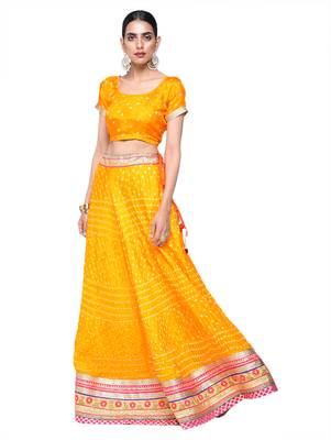 Art Silk Stitched Lehanga With Embellished Lace And Unstitched Blouse 3