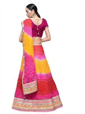 Art Silk Stitched Lehanga With Embellished Lace And Unstitched Blouse 2