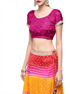 Art Silk Stitched Lehanga With Embellished Lace And Unstitched Blouse 4