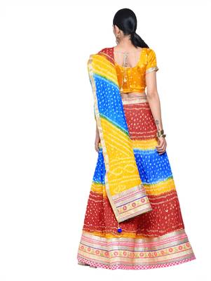 Art Silk Stitched Lehanga With Embellished Lace And Unstitched Blouse 2