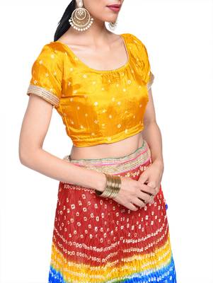 Art Silk Stitched Lehanga With Embellished Lace And Unstitched Blouse 5