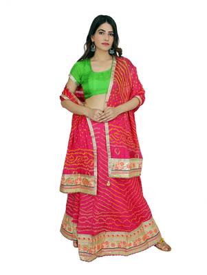 Art Silk Stitched Lehanga With Embellished Lace And Unstitched Blouse 1