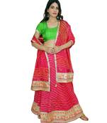 Art Silk Stitched Lehanga With Embellished Lace And Unstitched Blouse