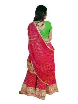 Art Silk Stitched Lehanga With Embellished Lace And Unstitched Blouse 2